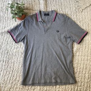 Like new Fred Perry Gray w black and pink stripes